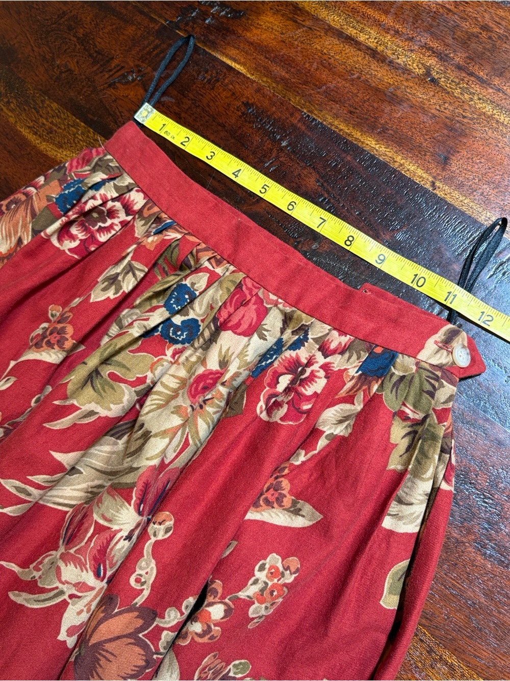 Vintage Ralph Lauren Red Floral Cottagecore Long Pleated Skirt size 4 - Picture 13 of 14